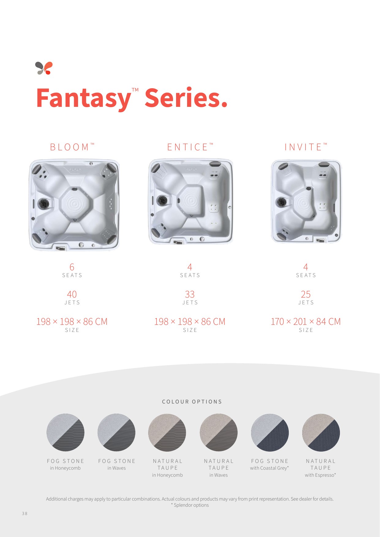 Caldera Fantasy Bloom, Entice and Invite hot tub specifications