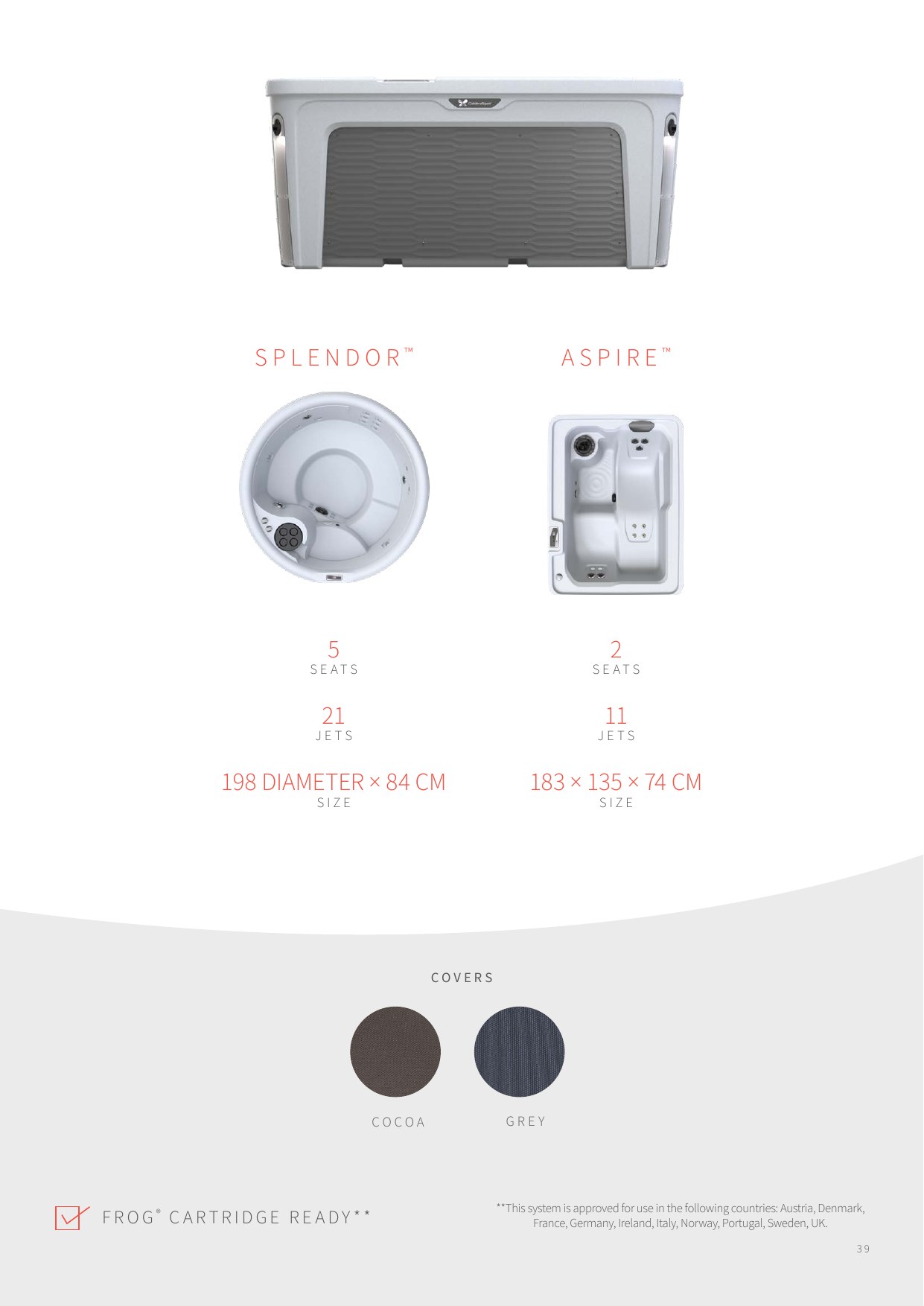 Caldera Fantasy Splendor and Aspire hot tub specifications